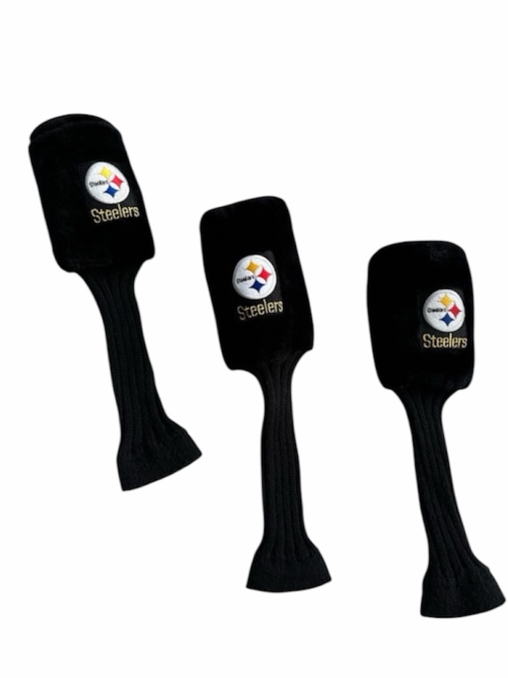 Pittsburgh Steelers Set of Black Plush/ Knitted Golf
Club HeadCovers X/1/3 EUC